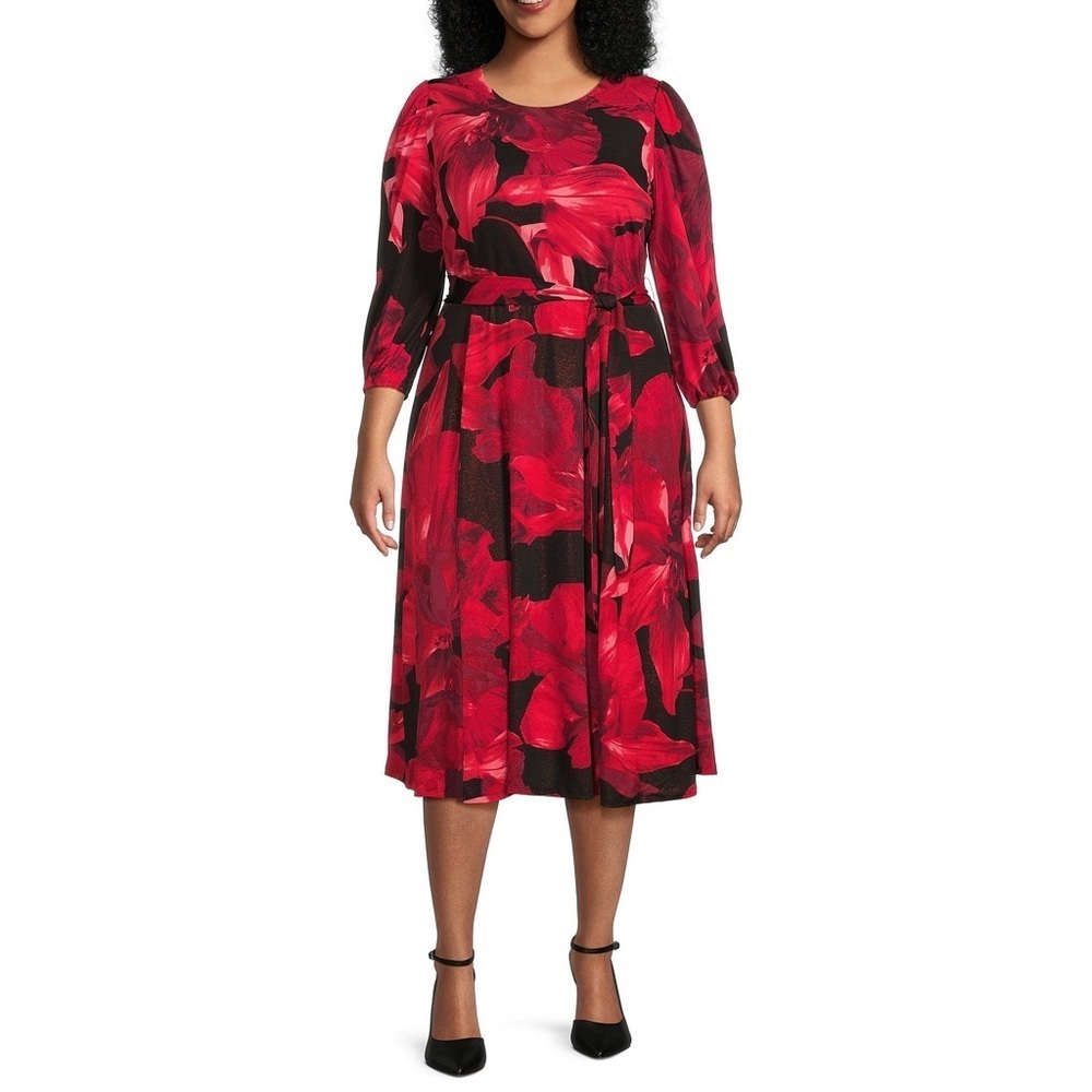 KASPER Roses Belted Plus Size Dress Size 3X NWT (FLAWED)